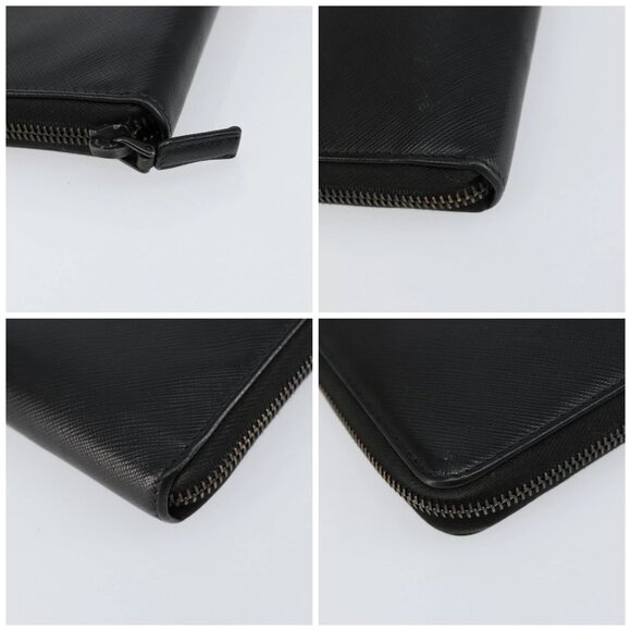 PRADA Round Wallet Safiano leather Black 2ML220 Auth 148677 - Picture 14 of 16